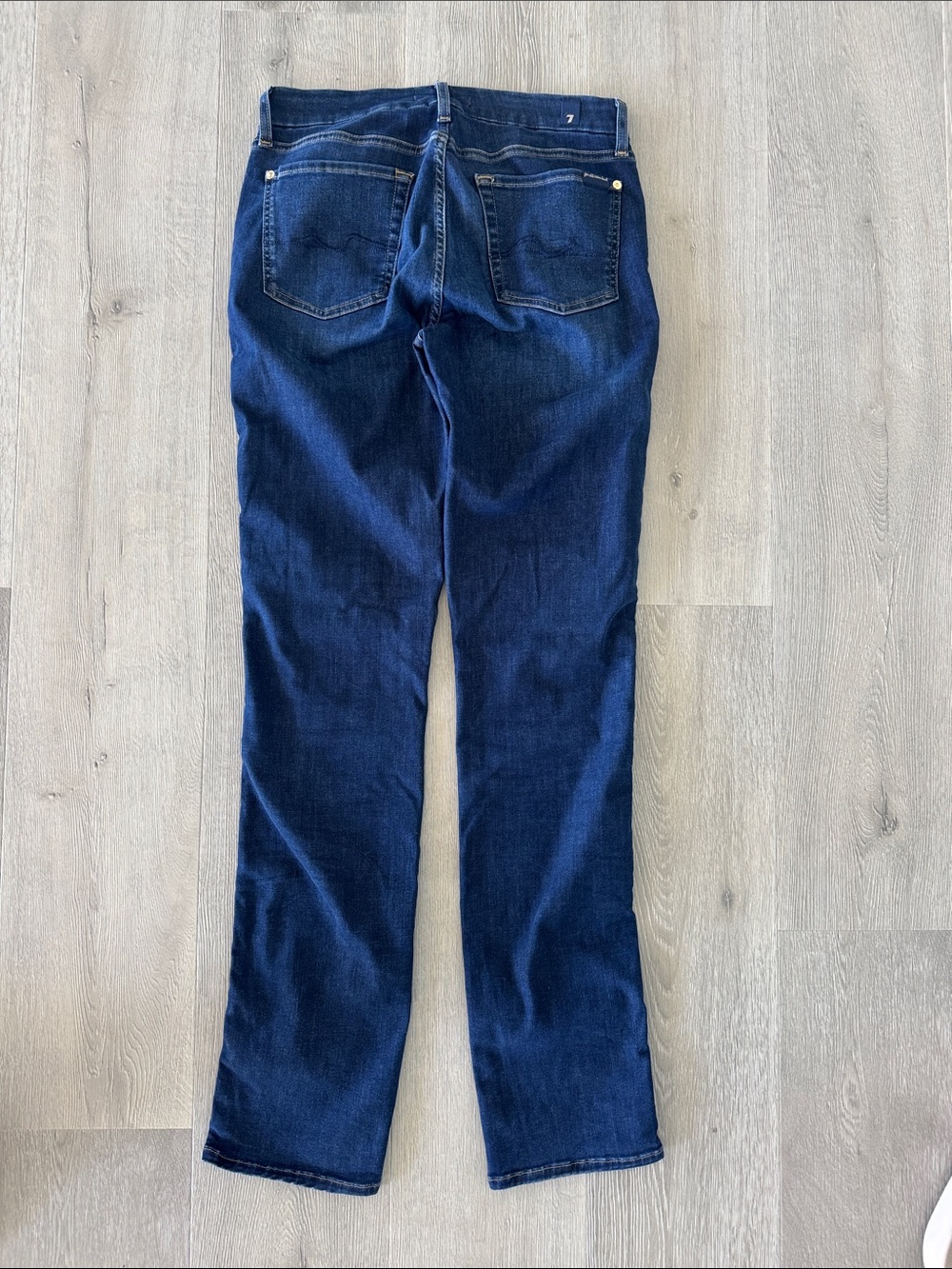 7 For All Mankind Dark Blue Straight-Leg Jeans - Picture 4 of 6